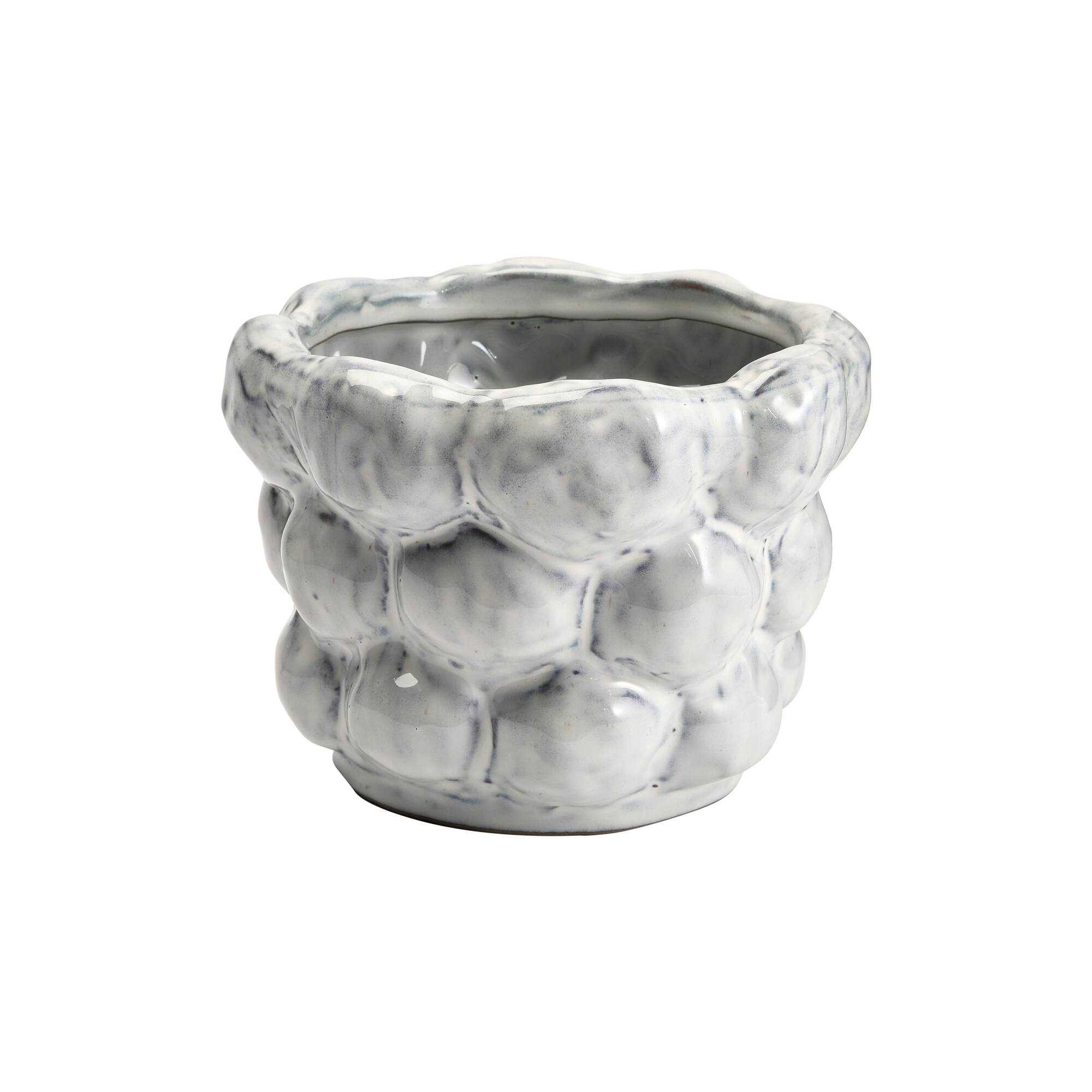 Hello Honey® 6.5" White Organically Shaped Stoneware Planter with Raised Dot Design